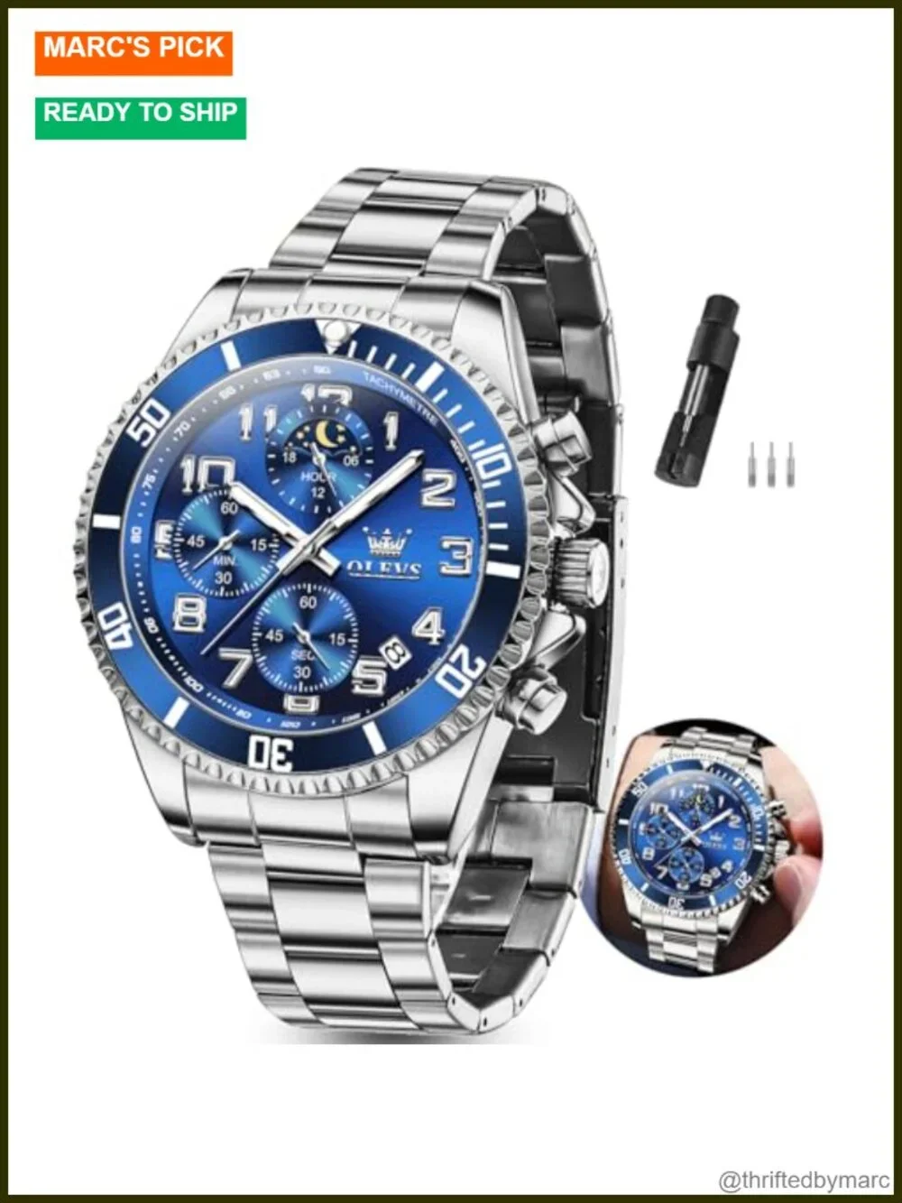 Luxury Stainless Steel Men's Day Date Quartz Dress Watch Luminous